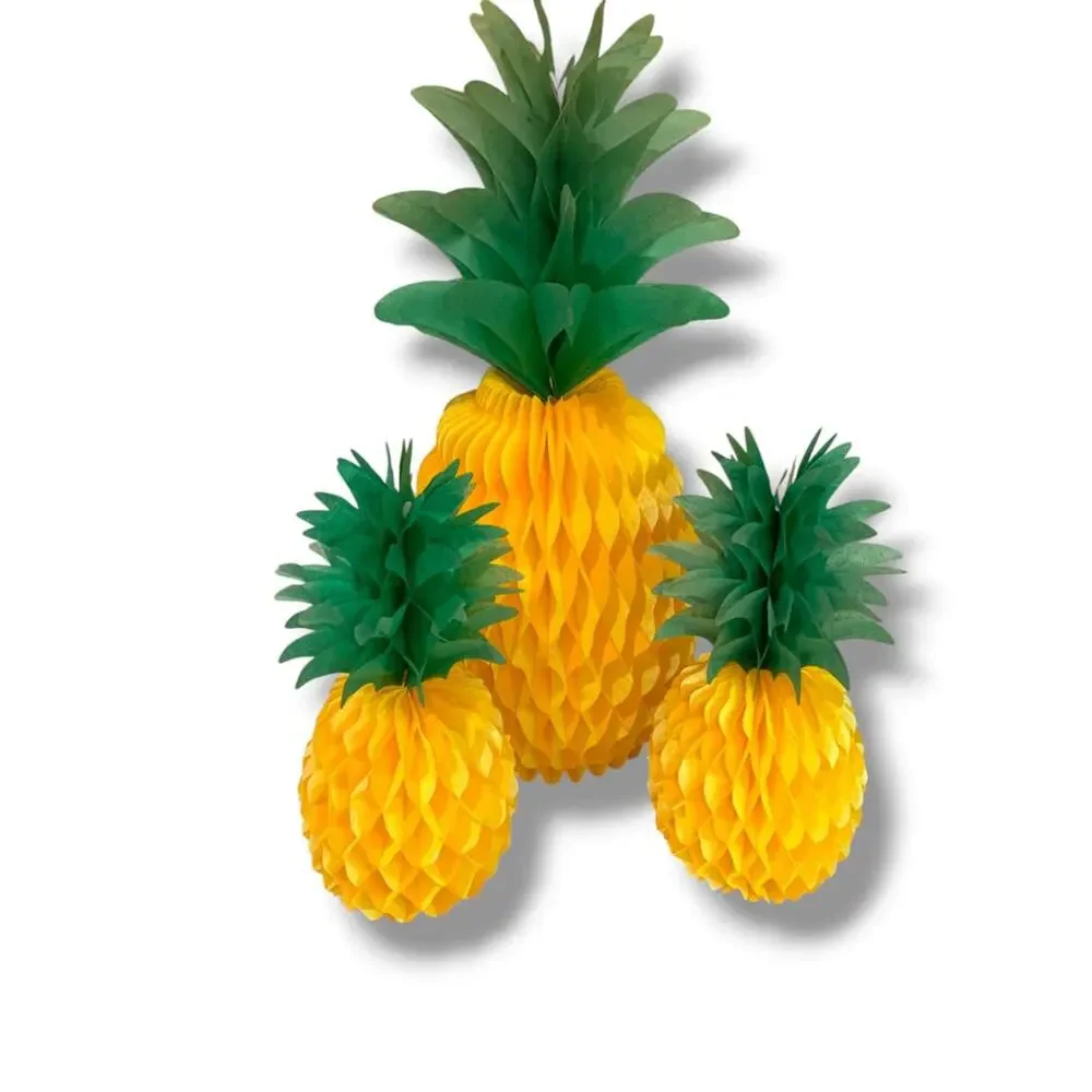 Vintage Set of Luau Decorations Beistle Honeycomb Palm Tree Pineapples Aloha